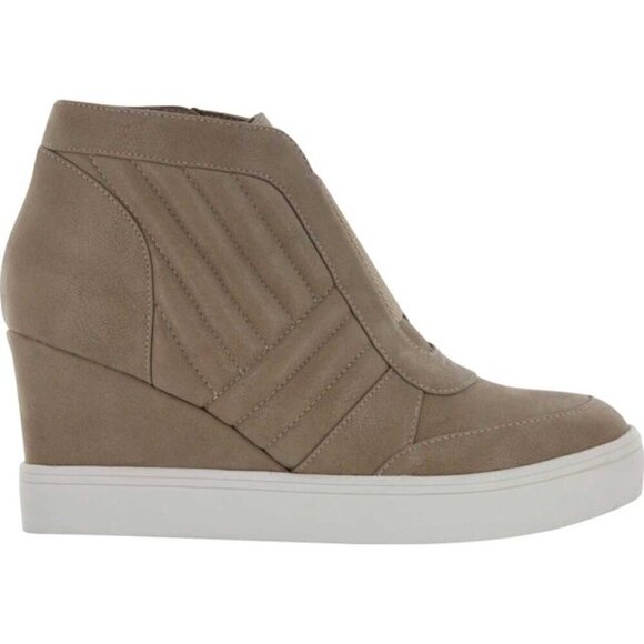 NWOT - Women's Mia Kaleb Wedge Heel Bootie Stone Vegan Suede - Size 9.5M - Picture 12 of 16